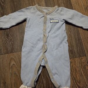 Newborn Carter's Blue and Gray Striped Buttom Up Sleeper My First Easter